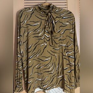 Corey Lynn Calter zebra tie neck blouse